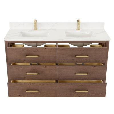 Porto Bath Vanity with White Quartz Stone Top without Mirror