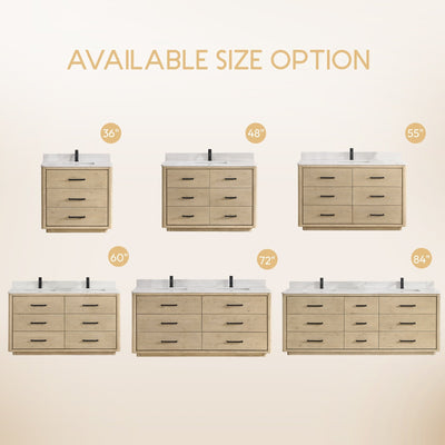 Porto Bath Vanity with White Quartz Stone Top without Mirror