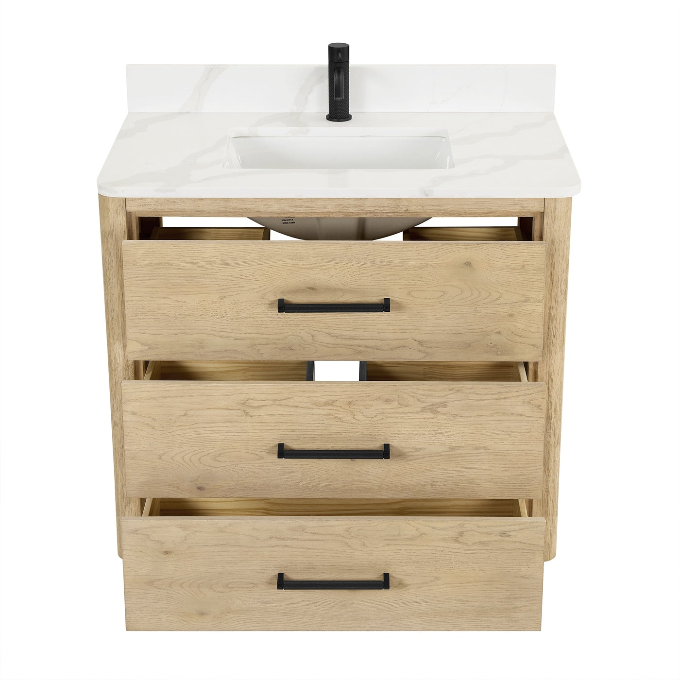 Porto Bath Vanity with White Quartz Stone Top without Mirror