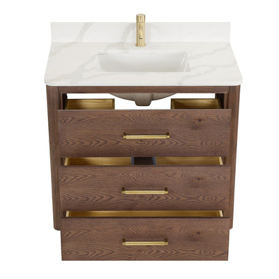 Porto Bath Vanity with White Quartz Stone Top without Mirror