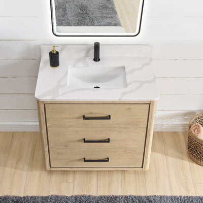 Porto Bath Vanity with White Quartz Stone Top without Mirror