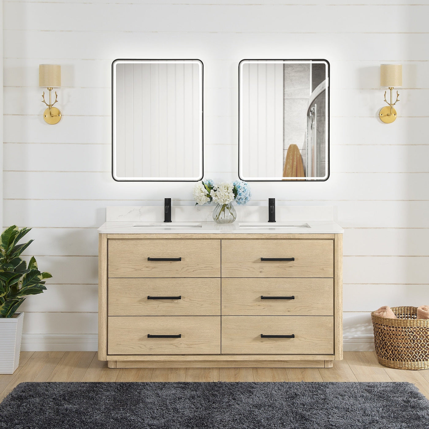 Porto Bath Vanity with White Quartz Stone Top without Mirror