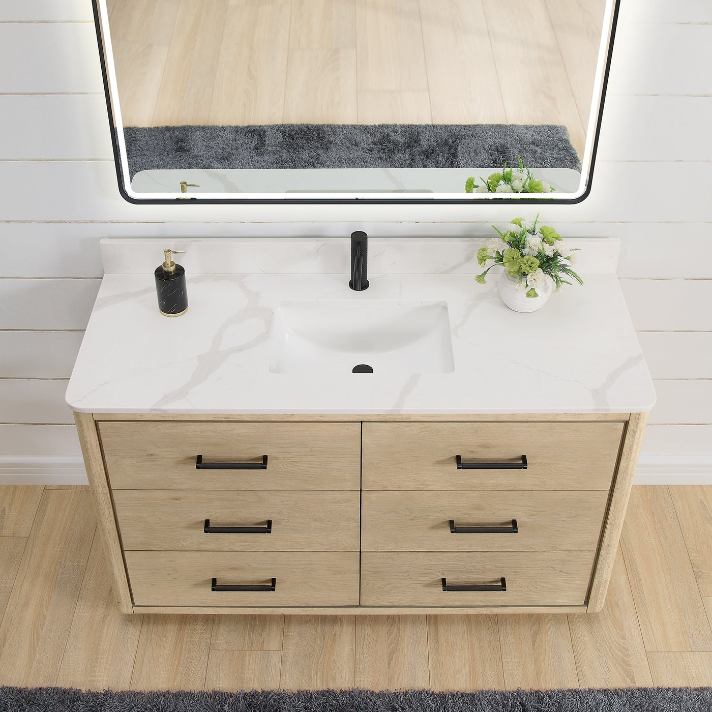 Porto Bath Vanity with White Quartz Stone Top without Mirror
