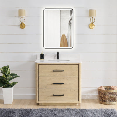 Porto Bath Vanity with White Quartz Stone Top without Mirror