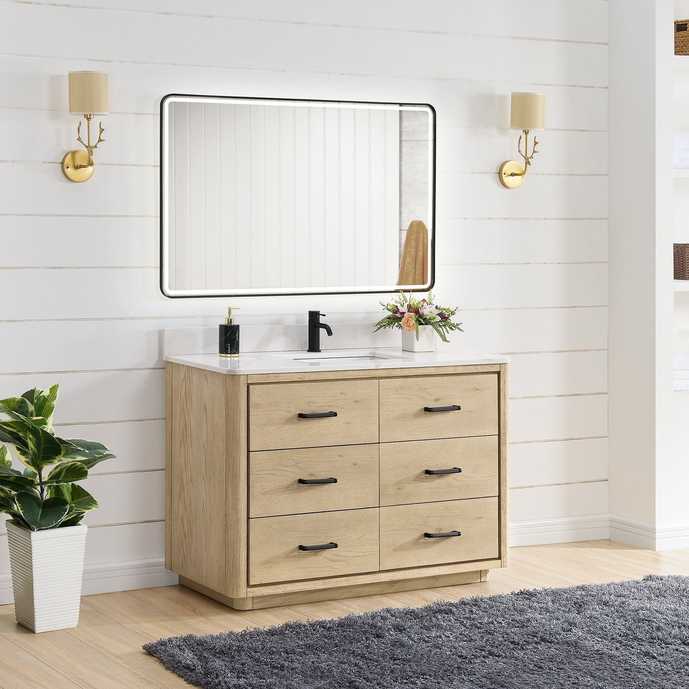 Porto Bath Vanity with White Quartz Stone Top without Mirror