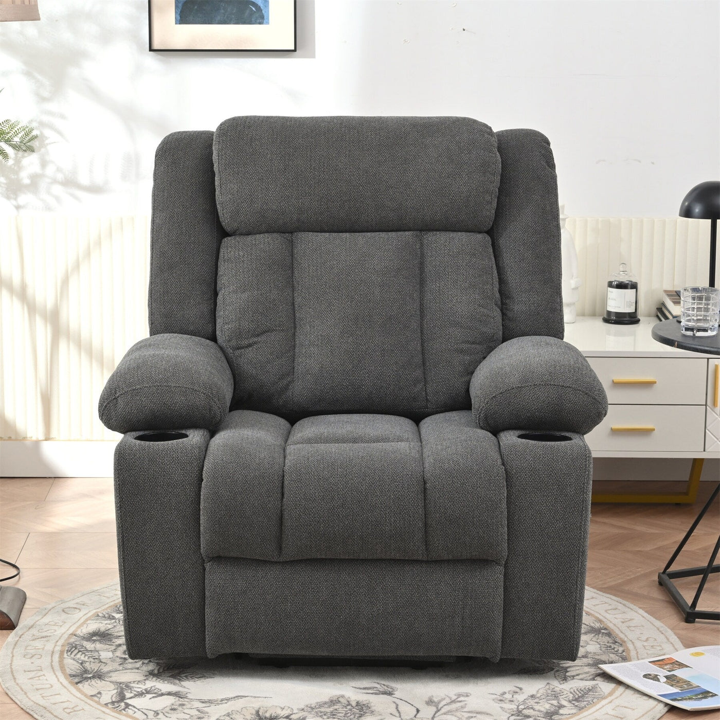 Power Lift Recliner Chair for Elderly, Fabric Lift Chairs w/ Extended Footrest, with 2 Cup Holders,Side Pockets, Remote Control