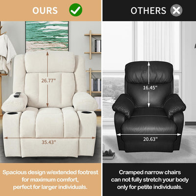 Power Lift Recliner Chair for Elderly, Fabric Lift Chairs w/ Extended Footrest, with 2 Cup Holders,Side Pockets, Remote Control