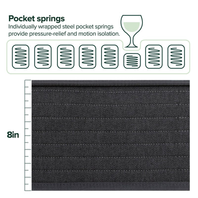 Priage by ZINUS 8 Inch Comfort Essential Pocket Spring Hybrid Mattress