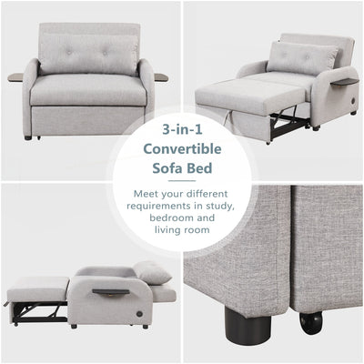 Pull Out Sofa Sleeper 3 in 1 with 2 Wing Table