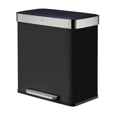 Qualiazero 16 Gal (8 Gal dual unit) Rectangular Recycle Step Can - Stainless Steel