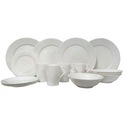 Red Vanilla Rimmed Bone China 16Pc Dinner Set