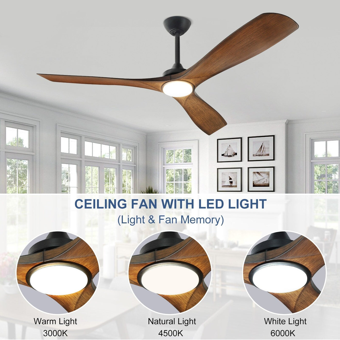 Remote Ceiling Fan with Lights Flush Mount