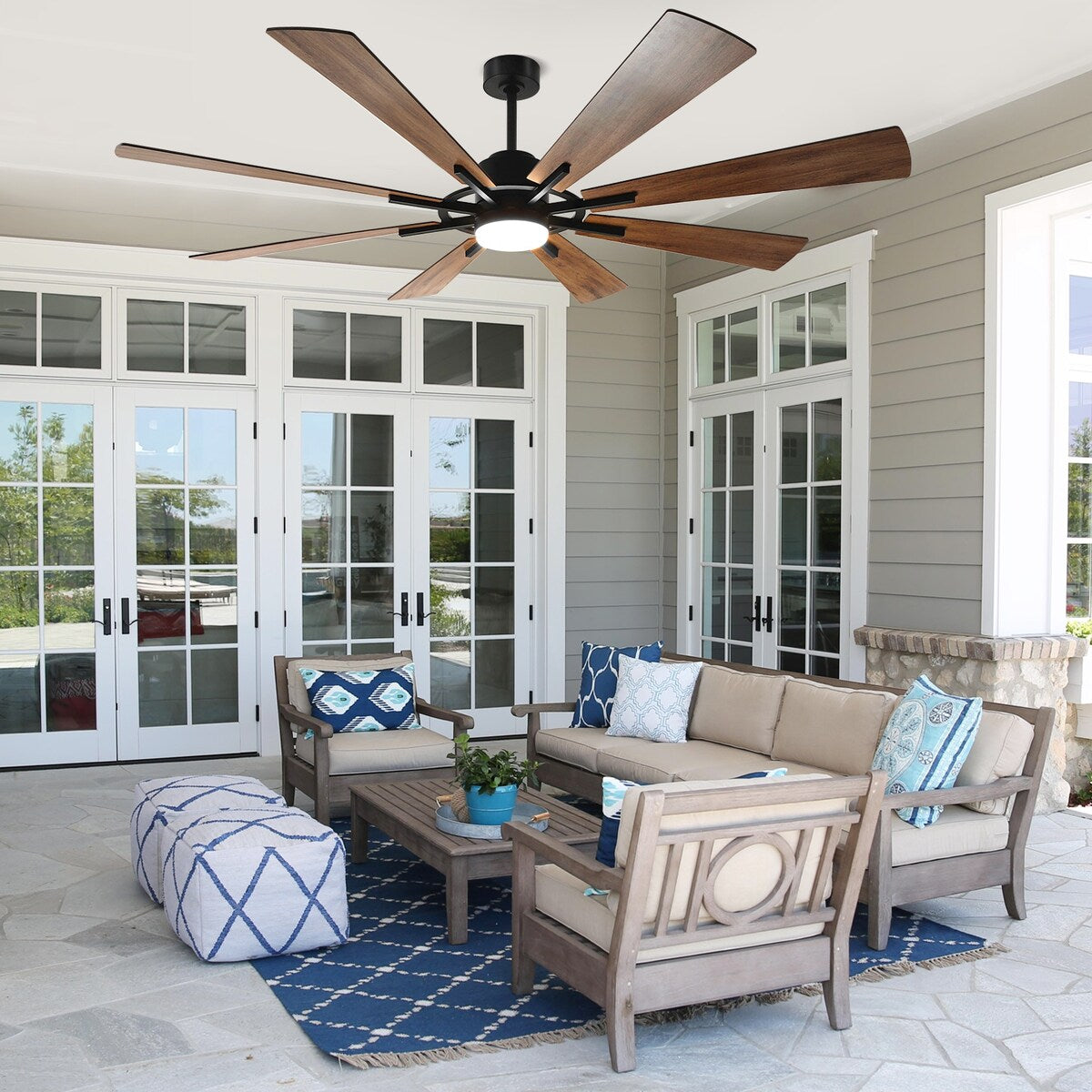 Remote Ceiling fan with Lights Large 8 Wooden Blades