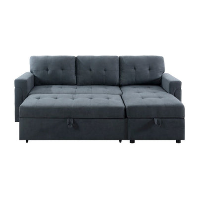 Convertible Reversible Sectional Sofa with Pull-Out Sleeper Bed, Hidden Storage Chaise, and Durable Legs