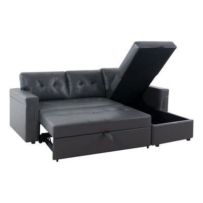 Convertible Reversible Sectional Sofa with Pull-Out Sleeper Bed, Hidden Storage Chaise, and Durable Legs