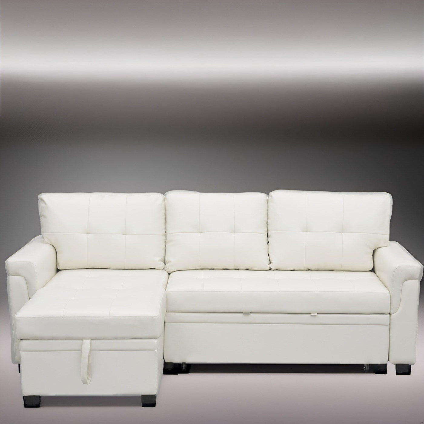 Reversible Sectional Sofa with Pull-Out Sleeper Bed, Hidden Storage Chaise, Durable Legs,