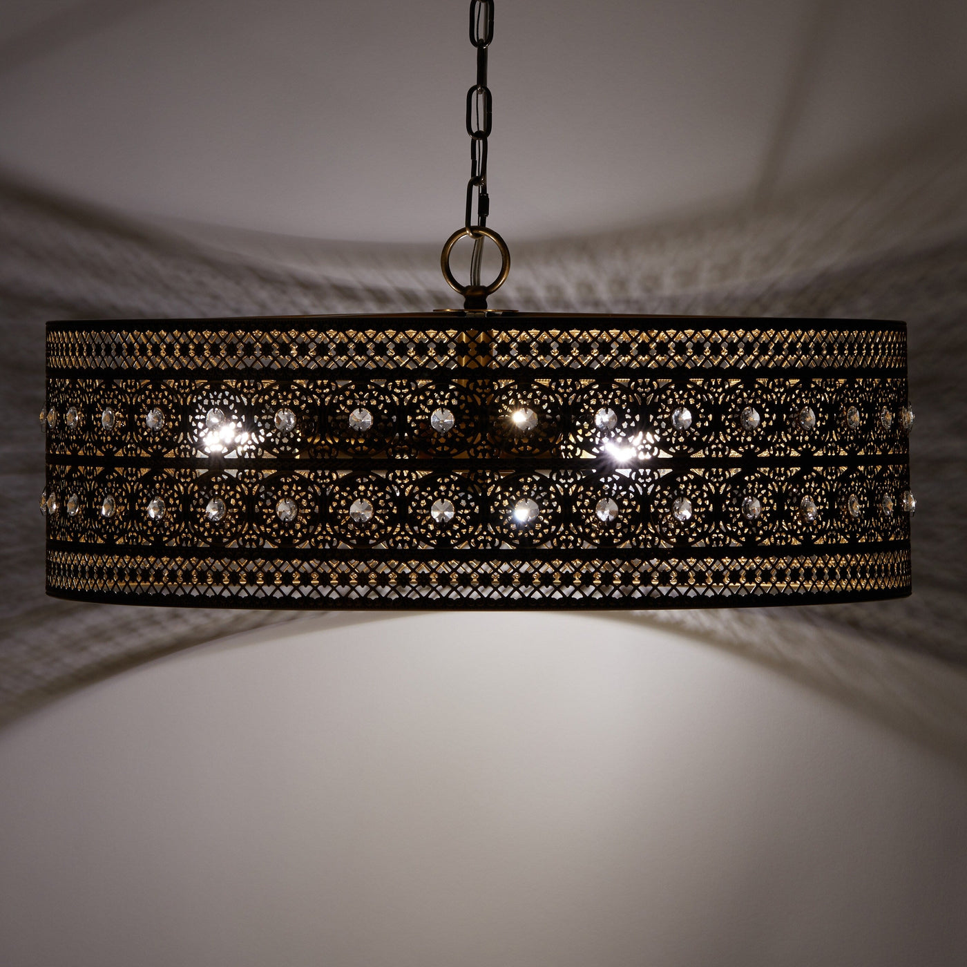 River of Goods Bryar Brass and Crystal 23.5W 3-Light Chandelier - 23.5 x 23.5 x 61.5