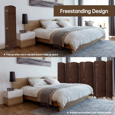 Room Divider 6 FT Tall Weave Fiber Freestanding Privacy Screen Folding Screen