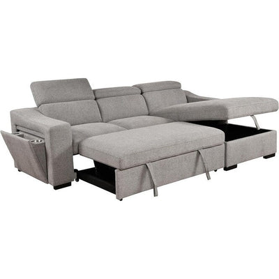 Roomfitters 103 Convertible Sectional Sofa with Storage Chaise, Adjustable Headrests, L-Shaped Sleeper Corner Sofa