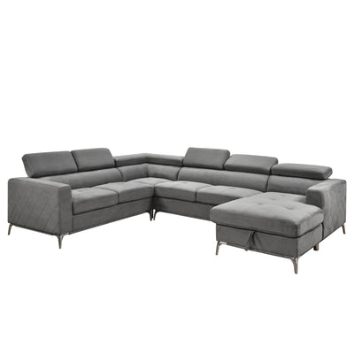 Roomfitters 122 Oversized Sectional Sofa Couch with Chaise Storage, Contemporary U-Shaped 7-Seater Sofa