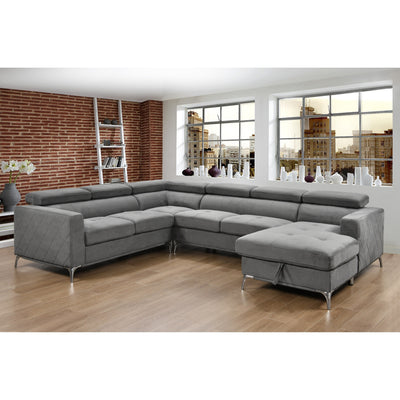 Roomfitters 122 Oversized Sectional Sofa Couch with Chaise Storage, Contemporary U-Shaped 7-Seater Sofa
