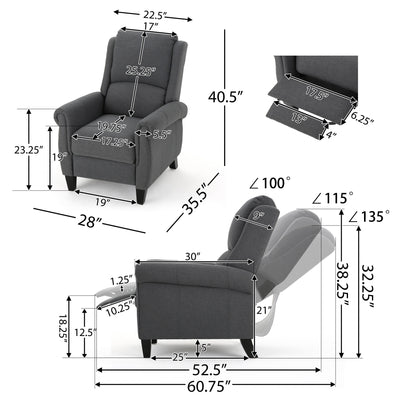 Roomfitters Ultimate Comfort PU Leather Pushback Recliner, Luxurious Recliner Chair for Living Room or Bedroom