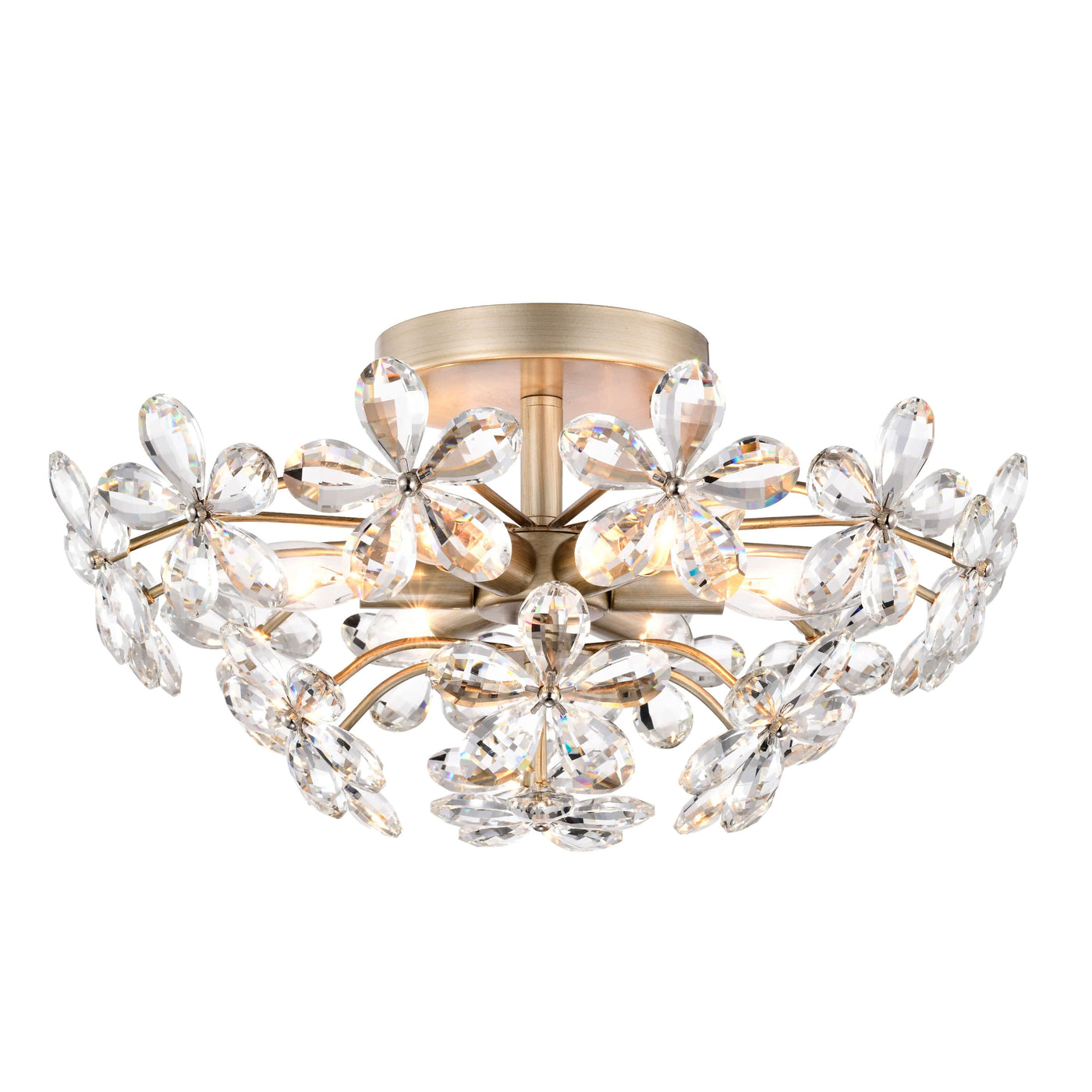 Rosa 6-Light Brushed Silver-ish Champagne Flower Crystal Flush Mount - 17.7 inches in diameter x 8.7 inches H
