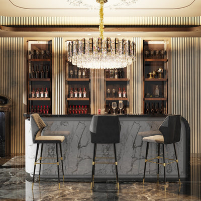 Round Layer Shining Crystal Ceiling Chandelier Lamp with 3 Color Lighting Pendant Light Fixture