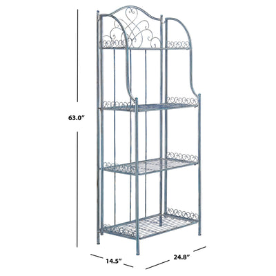 SAFAVIEH Bryn Victorian Wrought Iron 4-Tier Outdoor Bakers Rack - 25 In. W x 15 In. D x 63 In. H - 25W x 15D x 63H