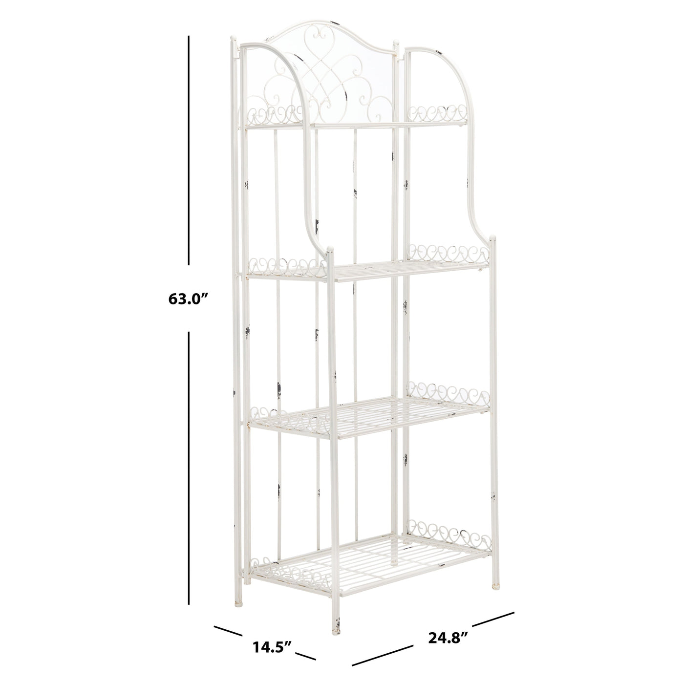SAFAVIEH Bryn Victorian Wrought Iron 4-Tier Outdoor Bakers Rack - 25 In. W x 15 In. D x 63 In. H - 25W x 15D x 63H