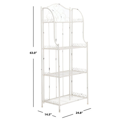 SAFAVIEH Bryn Victorian Wrought Iron 4-Tier Outdoor Bakers Rack - 25 In. W x 15 In. D x 63 In. H - 25W x 15D x 63H