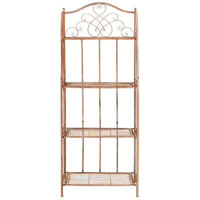 SAFAVIEH Bryn Victorian Wrought Iron 4-Tier Outdoor Bakers Rack - 25 In. W x 15 In. D x 63 In. H - 25W x 15D x 63H