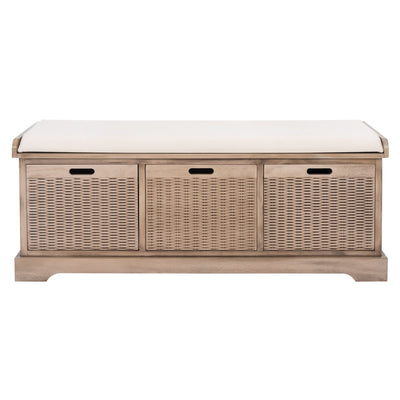 SAFAVIEH Fiorello 3-Drawer with Cushion Storage Bench - 47.3 W x 15 L x 19 H - 47Wx15Dx19H