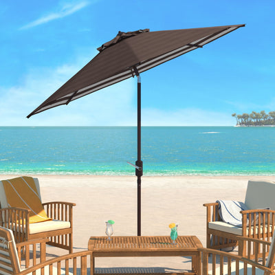 SAFAVIEH Hadire Inside Out Striped 9 Ft Crank Outdoor Umbrella