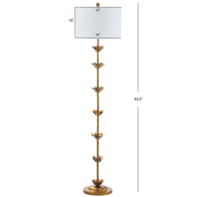 SAFAVIEH Lighting Doretha 64-inch Gold Leaf Led Floor Lamp - 15 x 15 x 63.5 - Antique Gold - 15Wx15Dx64H