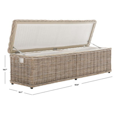 SAFAVIEH Marcelien Grey Natural Rattan Storage Trunk - 63 x 18.1 x 18.7 - 63Wx18Dx19H