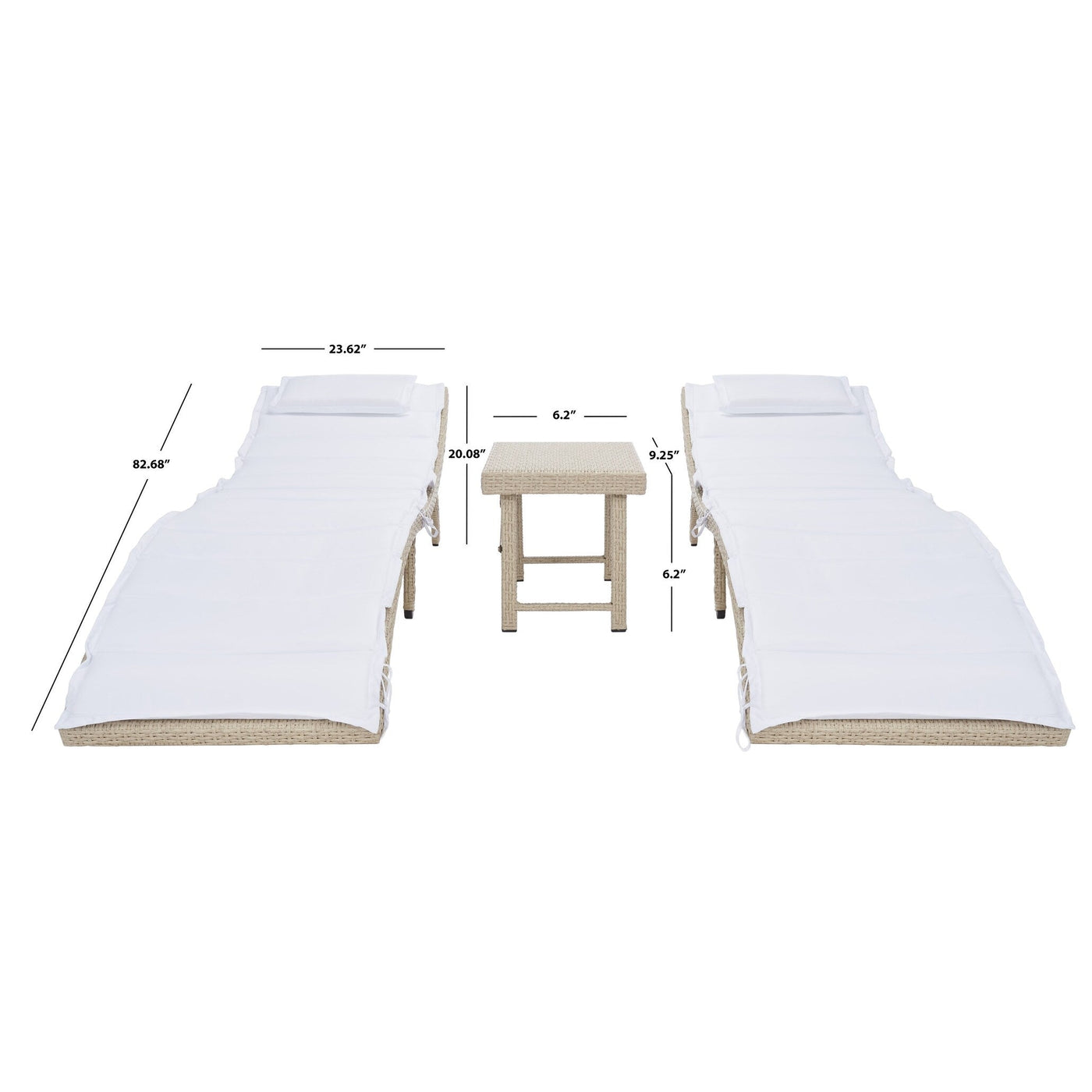 SAFAVIEH Outdoor Blaguna 3-Piece Sun Lounger Set - 83Wx20Dx24H