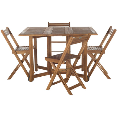 SAFAVIEH Outdoor Brandy 5-Piece Outdoor Dining Table Set - 43Wx35Dx29H