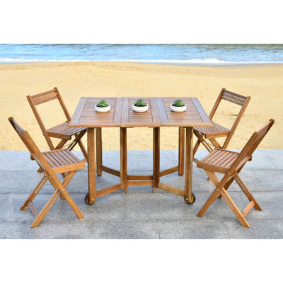 SAFAVIEH Outdoor Brandy 5-Piece Outdoor Dining Table Set - 43Wx35Dx29H