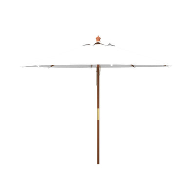 SAFAVIEH Outdoor Glauca 11-Foot Wooden Pulley Market Umbrella