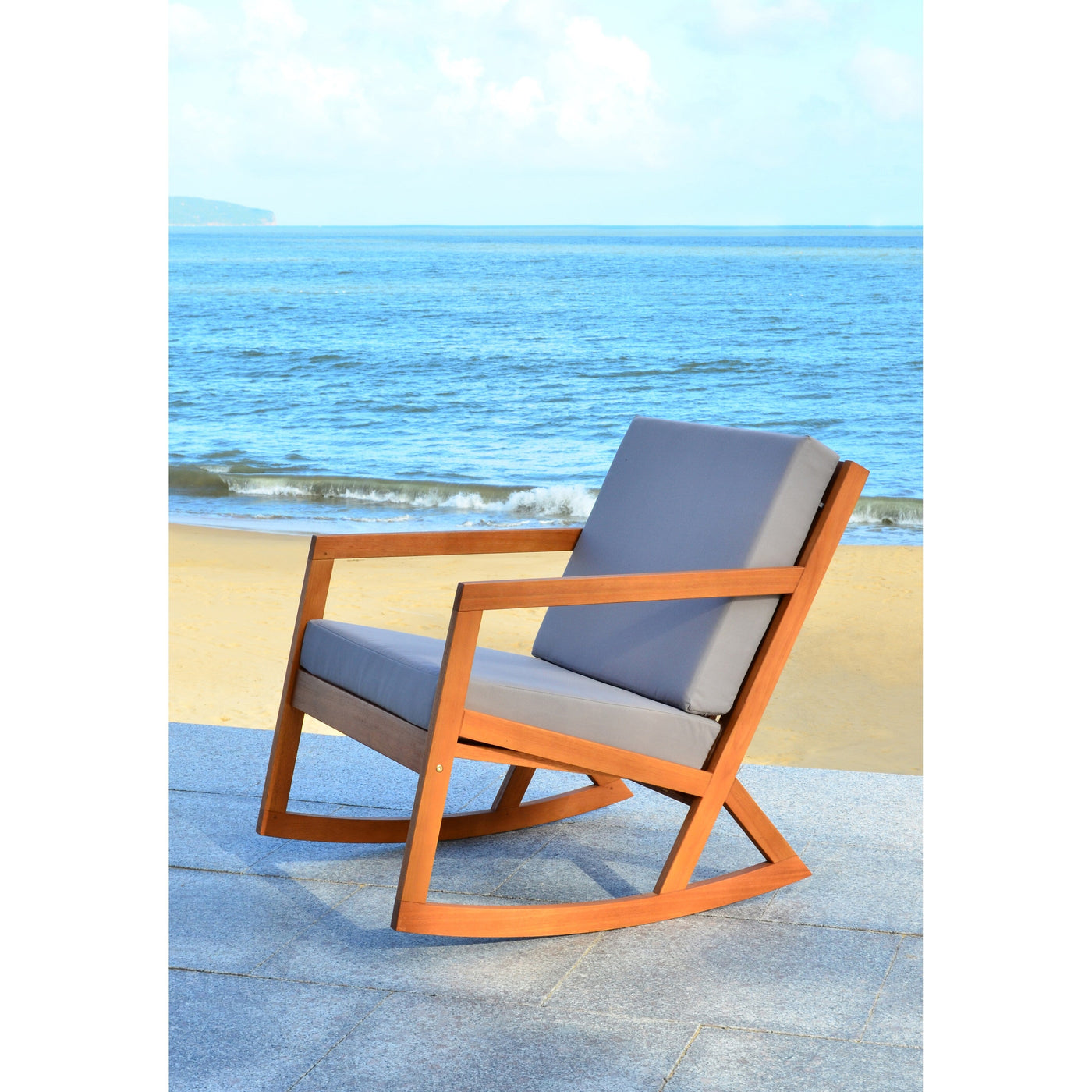 SAFAVIEH Outdoor Makaila Rocking Chair with Cushion - 26W x 31D x 38H
