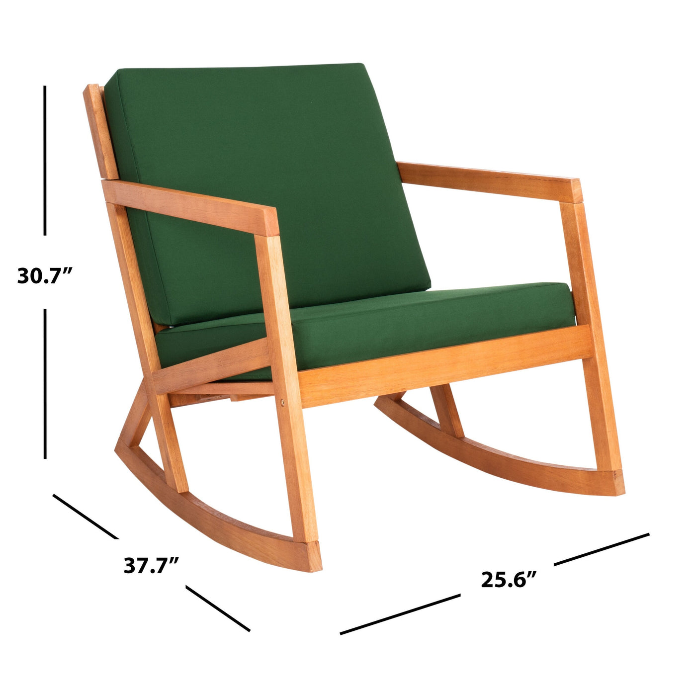 SAFAVIEH Outdoor Makaila Rocking Chair with Cushion - 26W x 31D x 38H