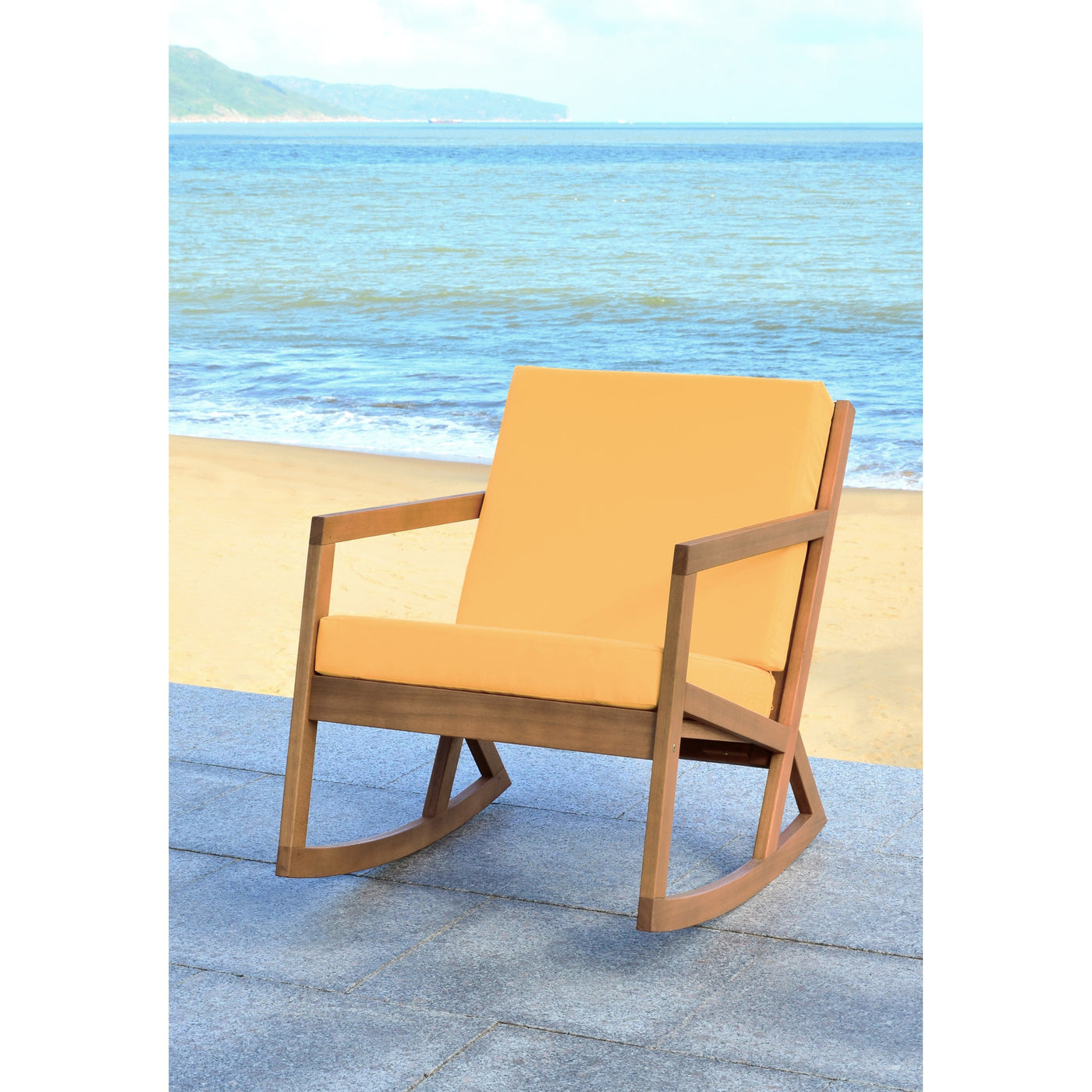 SAFAVIEH Outdoor Makaila Rocking Chair with Cushion - 26W x 31D x 38H