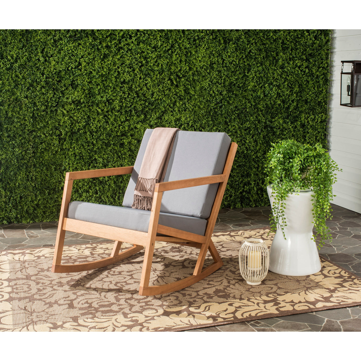 SAFAVIEH Outdoor Makaila Rocking Chair with Cushion - 26W x 31D x 38H