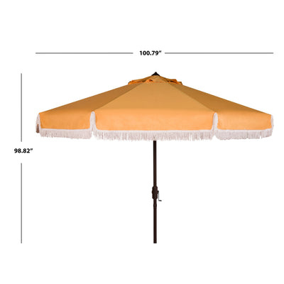 SAFAVIEH Ronette Fringe 9 Ft Crank Outdoor Umbrella