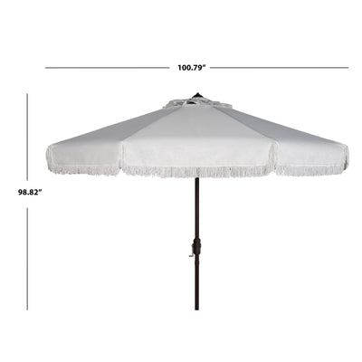 SAFAVIEH Ronette Fringe 9 Ft Crank Outdoor Umbrella