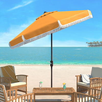 SAFAVIEH Ronette Fringe 9 Ft Crank Outdoor Umbrella