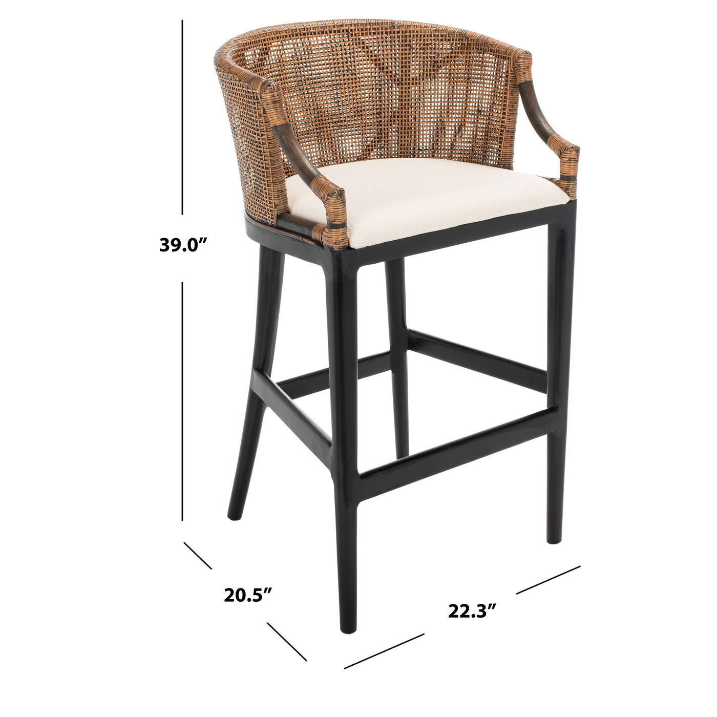 SAFAVIEH Virona Rattan 30-inch Bar Stool - 22.3 W x 20.5 L x 39 H - 22Wx21Dx39H