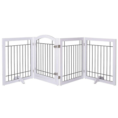 SPIRICH 96 inch Extra Wide 30 inches Tall Dog gate with Door Walk Through, Freestanding Wire Pet Gate,Pet Puppy Safety Fence