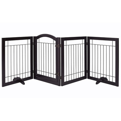 SPIRICH 96 inch Extra Wide 30 inches Tall Dog gate with Door Walk Through, Freestanding Wire Pet Gate,Pet Puppy Safety Fence